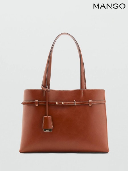 Mango Brown Shopper Bag With Charm (W97206) | £50