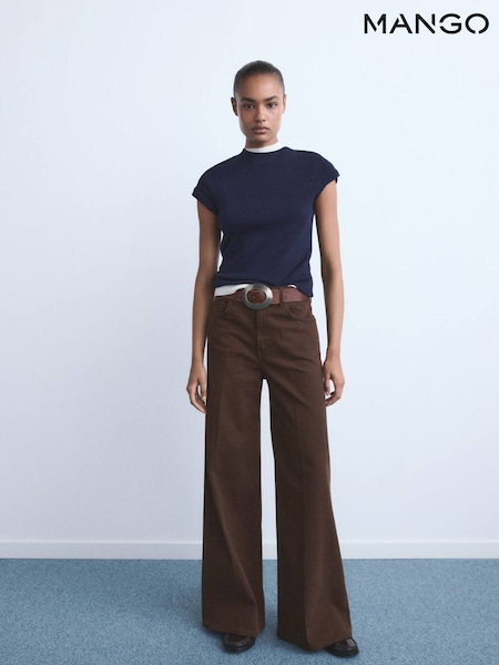 Mango Brown High-Waisted Wide-Leg Jeans (W97212) | £40