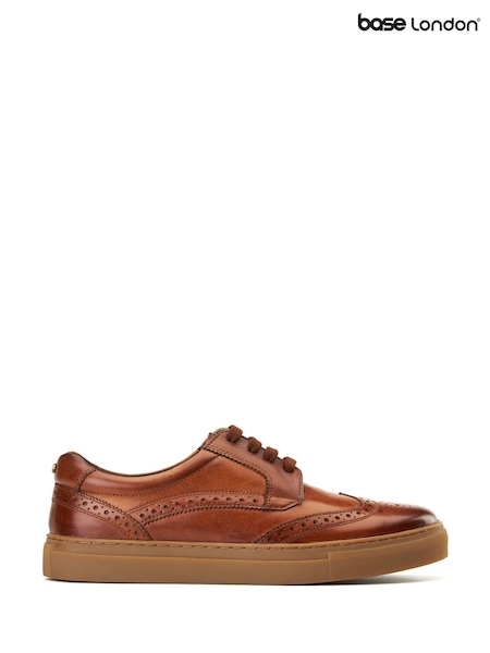 Base London Burnt Tan Brown Clapton Brogue Trainer (W97267) | £65