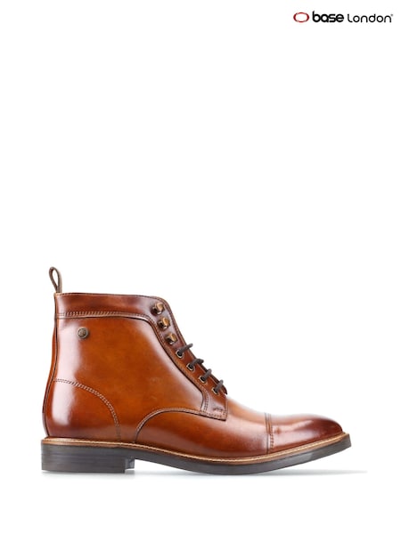 Base London Burnt Tan Brown Plymouth Toe Cap Boot (W97297) | £80