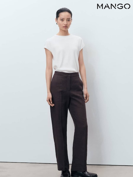 Mango White Short-Sleeved Knitted Cotton Sweater (W97322) | £35