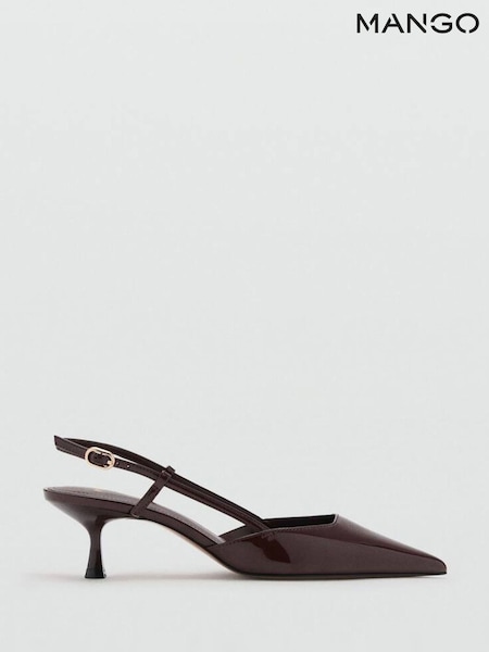 Mango Brown Kitten-Heel Patent Leather Shoes (W97329) | £46
