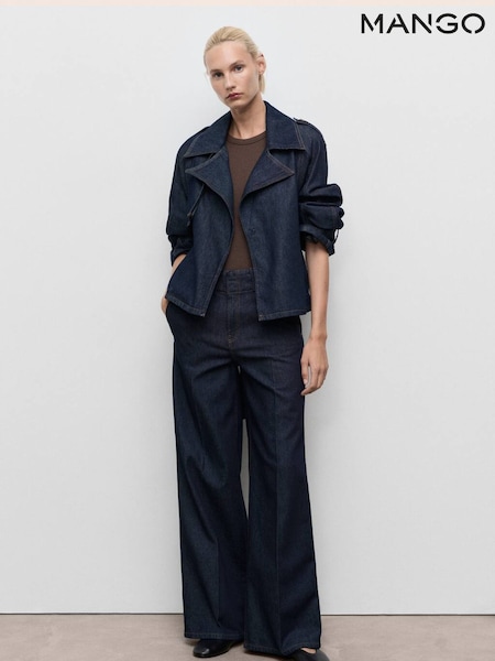 Mango Blue Short Denim Trench Coat With Belt (W97330) | £80