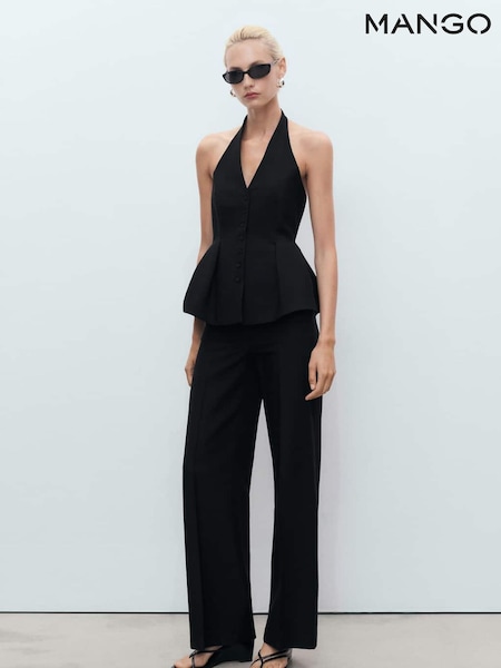 Mango Black Straight Mid-Rise Suit Trousers (W97336) | £60