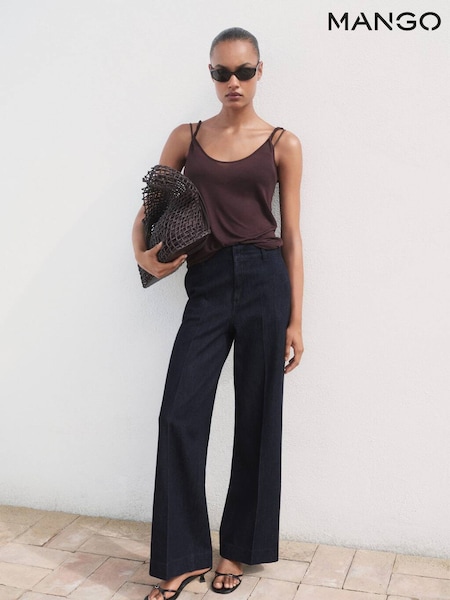 Mango Blue High-Waisted Wideleg Denim Trousers (W97337) | £50