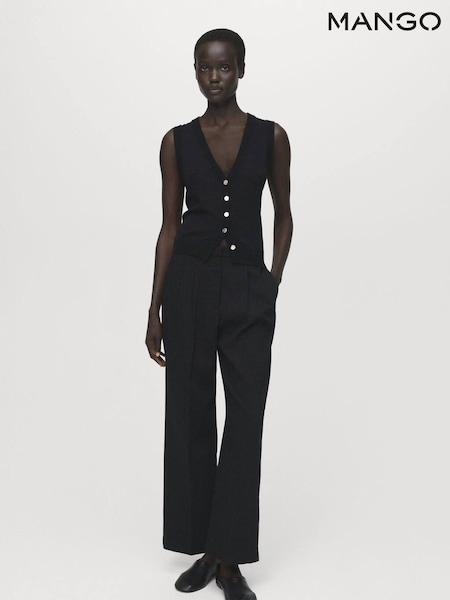Mango Black Straight Fit Pleated Trousers (W97348) | £46