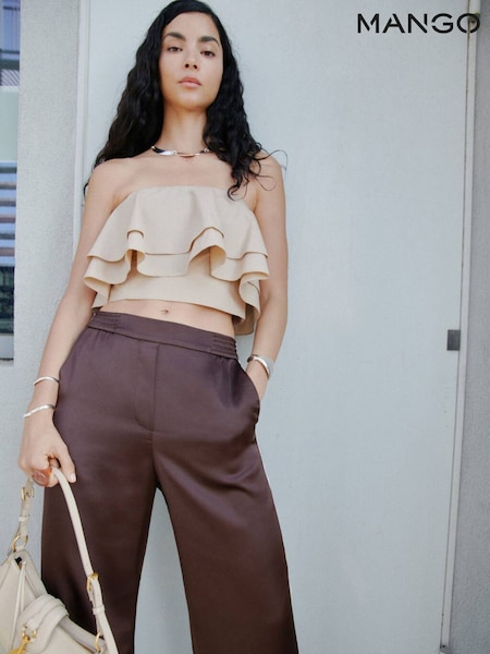 Mango Purple Contrast Stripe Straight Trousers (W97359) | £50