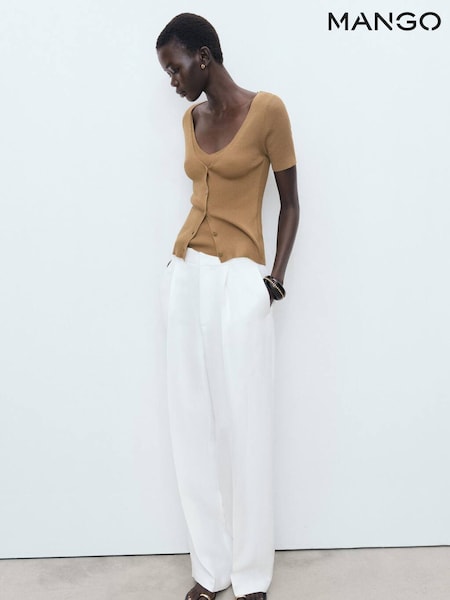 Mango Brown Mixed Ribbed Sweater (W97360) | £36