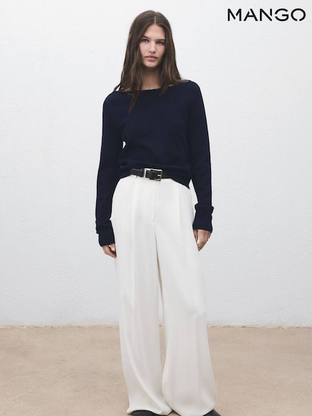 Mango Blue Fine-Knit Boat-Neck Sweater (W97365) | £36