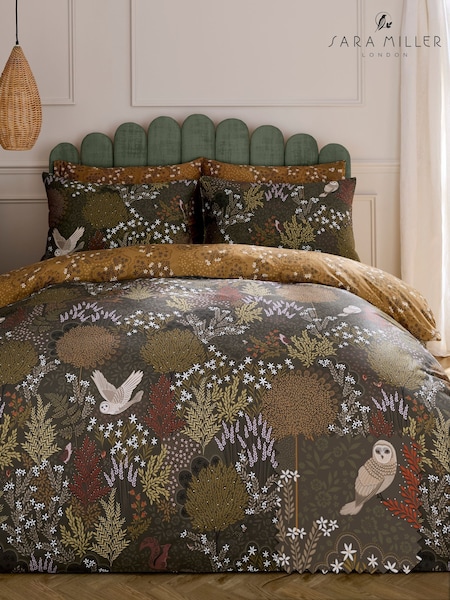 Sara Miller Light Stone or Sage Green Owl Forest 220 Thread Count Duvet Cover and Pillowcase Set (W97388) | £55 - £95