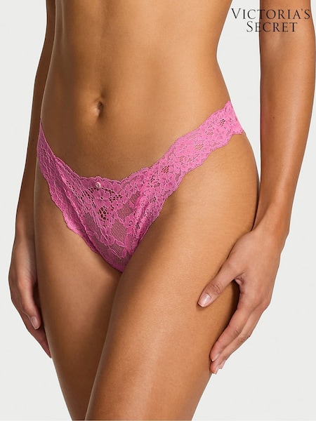 Victoria's Secret Rose Garden Pink Brazilian Lace Knickers (W97415) | £18