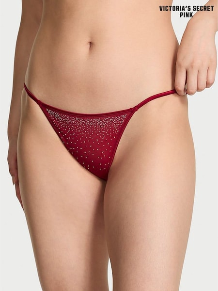 Victoria's Secret Pink Red Lacquer Bikini Mesh Diamonte Knickers (W97424) | £10