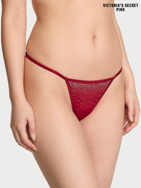Victoria's Secret Pink Red Lacquer G-String Mesh Diamonte Knickers (W97581) | £10