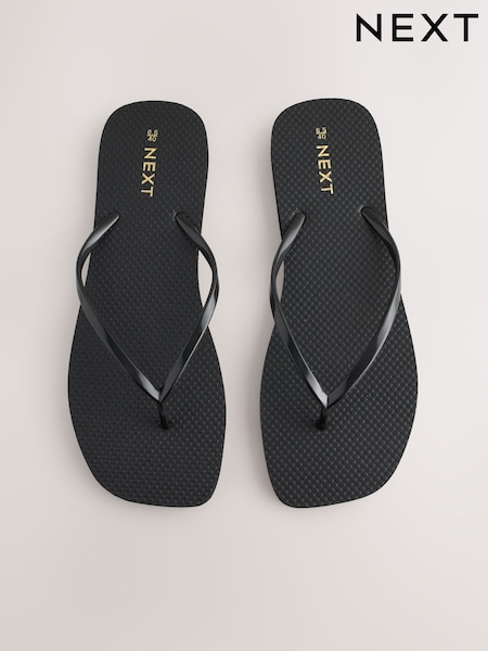 Black Square Toe Flip Flops (W97603) | £14