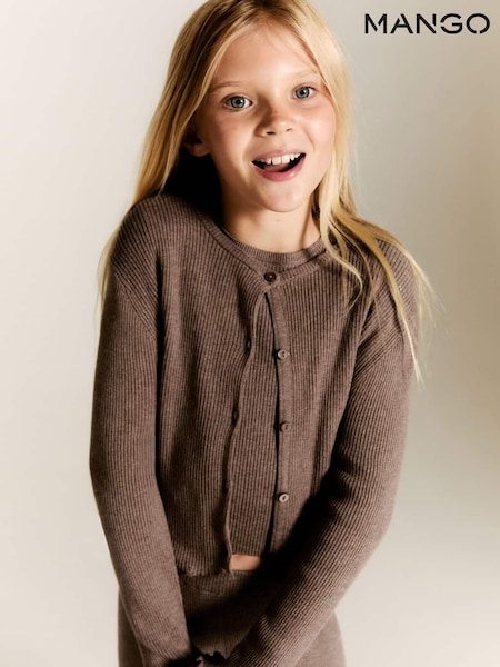 Mango Brown Ribbed Knit Cardigan (W97814) | £20