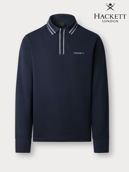 Hackett Jacquard Tipped Collar Polo Shirt (W98021) | £130