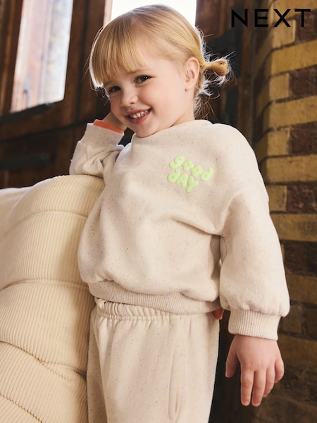 Oatmeal Nep Good Day Crew Neck Sweatshirt (3mths-7yrs) (W98027) | £10 - £12