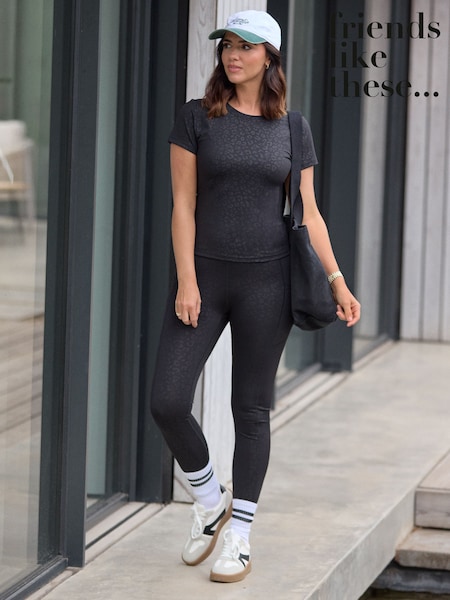 Friends Like These Black/Animal Studio High Waist Leggings (W98078) | £29