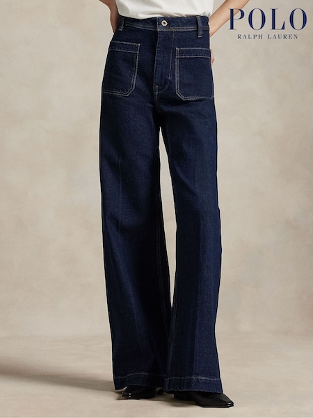 Polo Ralph Lauren Blue Woven Flare Jeans (W98132) | £215