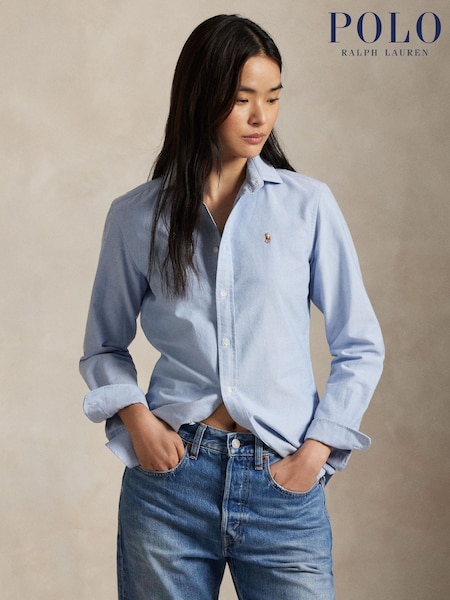 Polo Ralph Lauren Blue Oxford Cotton Long Sleeve Crlte St Button Front Shirt (W98136) | £145