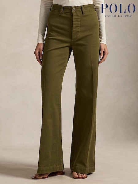 Polo Ralph Lauren Green Woven Flare Trousers (W98143) | £235