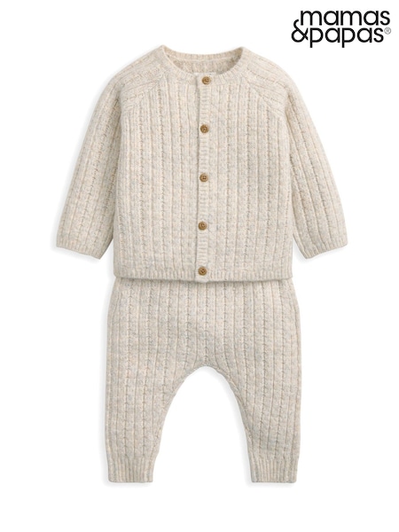 Mamas & Papas Cable Knit Brown Top and Joggers Set (W98149) | £35