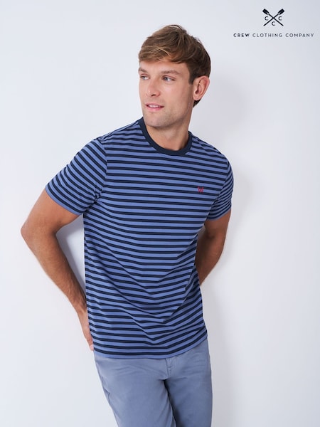 Crew Clothing Blue Feeder Striped Tipped T-Shirt (W98155) | £27