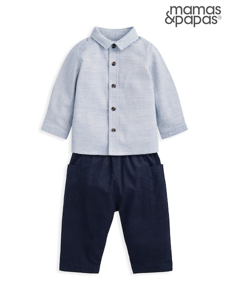 Mamas & Papas Blue Check Shirt & Cord Trousers Set (W98198) | £40
