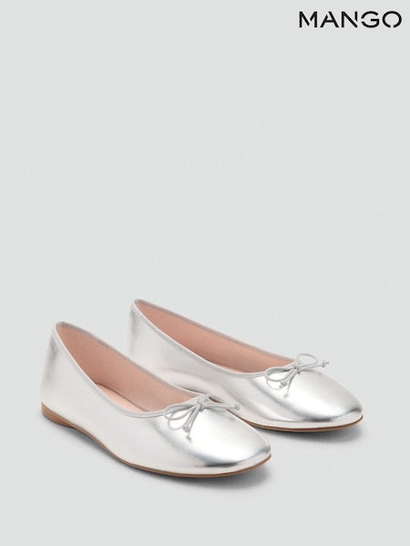 Mango Silver Metallic Ballet Pumps (W98208) | £28