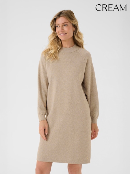 Cream Natural Dela Long Sleeve Dress (W98259) | £90