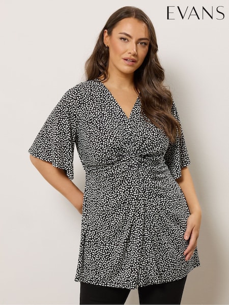 Evans Twist Front Black Top (W98319) | £36