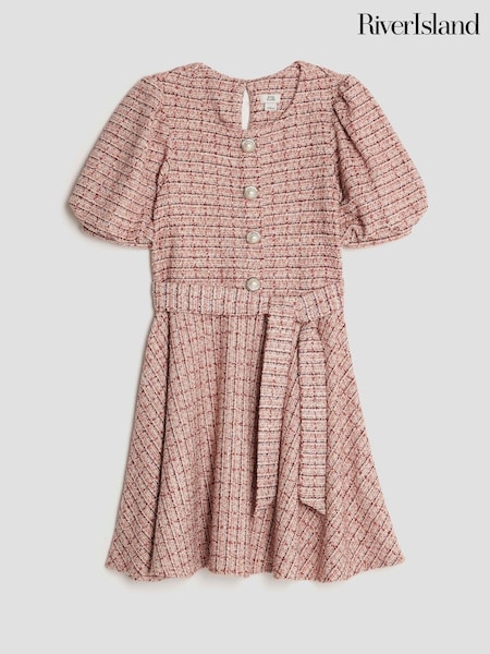 River Island Pink Girls Jersey Boucle Dress (W98360) | £29