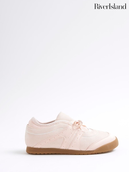 River Island Pink Girls Bow Thin Runner Trainers (W98361) | £24