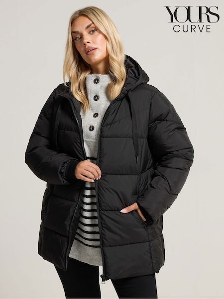 Yours Curve Black Short Sporty Padded Coat (W98401) | £70