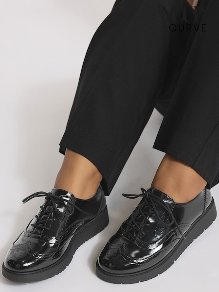 Yours Curve Black Extra Wide Fit Lace-Up Brogues (W98420) | £41