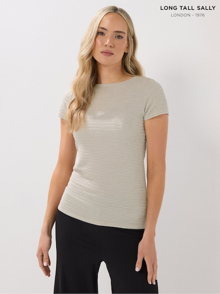 Long Tall Sally White Textured Slash Neck Top (W98423) | £26