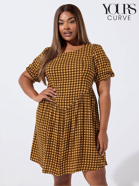 Yours Curve Black Limited Check Viscose Dress (W98468) | £31
