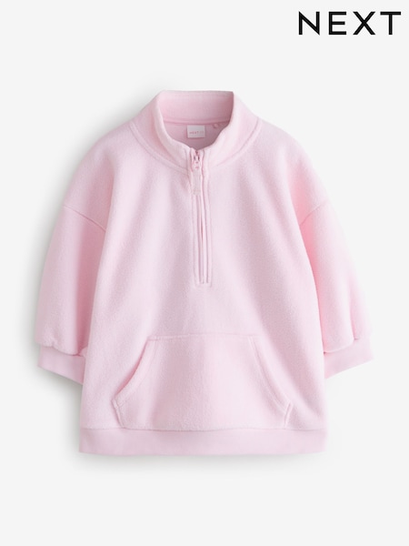 Pink Quarter Zip Long Sleeve Front Pocket Fleece (W98486) | £8 - £9