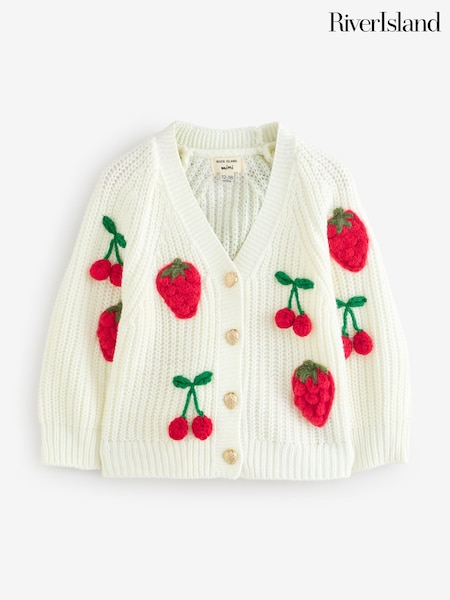 River Island Cream Girls 3D Fruit Cardigan (W98535) | £29