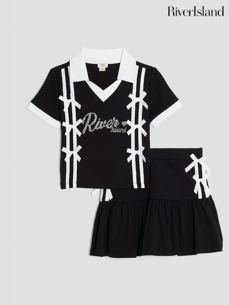 River Island Black Polo Shirt and Skirt Set (W98560) | £32