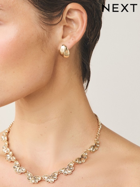 Gold Tone Bouton Stud Earrings (W98597) | £6