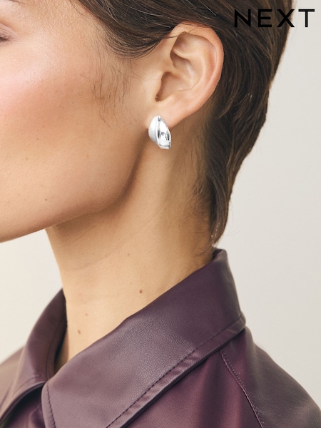 Silver Tone Bouton Stud Earrings (W98598) | £6