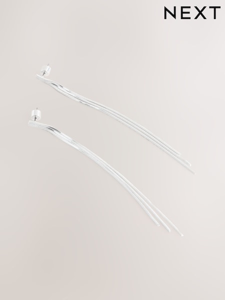 Silver Tone Sparkle Drop Earrings (W98609) | £10