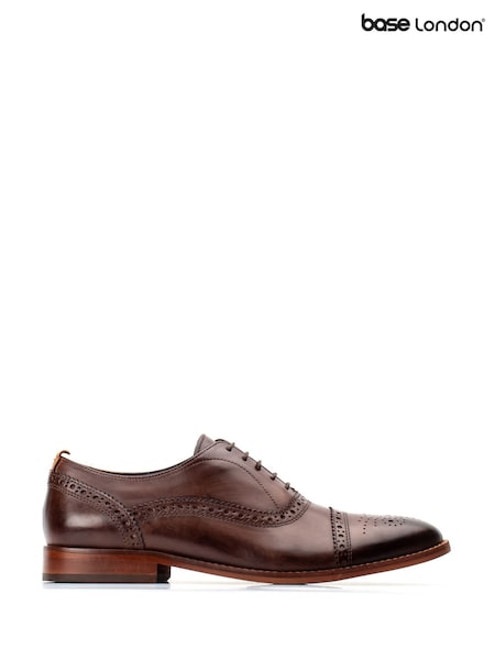 Base London Brown Cast Washed Brogue Shoes (W98704) | £75