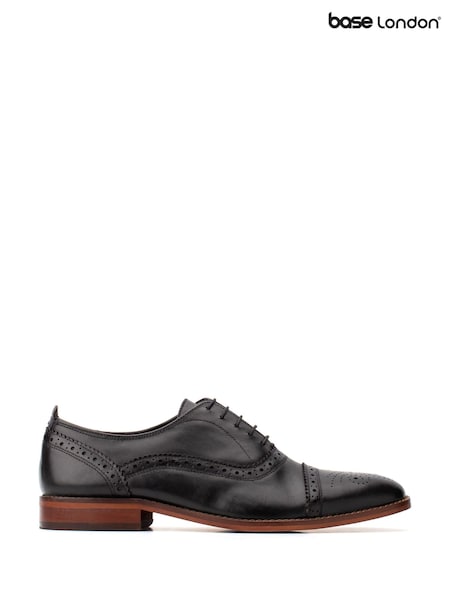 Base London Black Cast Waxy Brogue Shoe (W98706) | £75