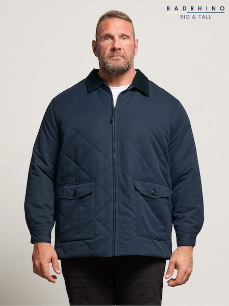 BadRhino Big & Tall Blue Quilted Cord Jacket With Collar (W98734) | £80
