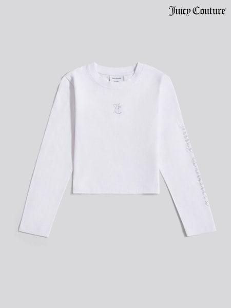 Juicy Couture White Baby Diamante Arm Long Sleeve T-Shirt (W98744) | £30 - £36