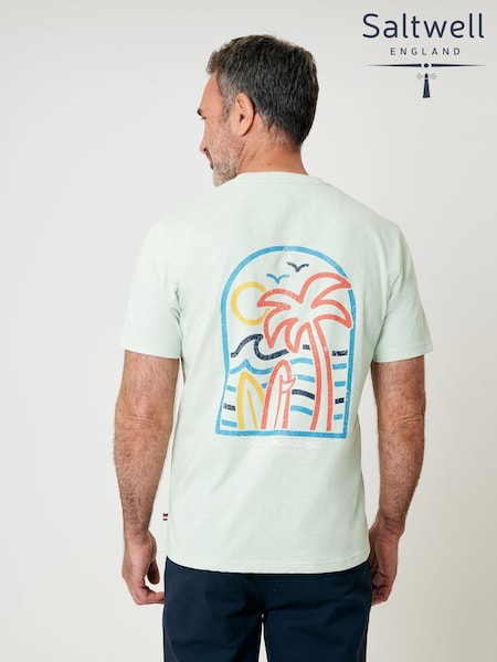 Saltwell Green Surf Graphic Print Crew Neck T-Shirt (W98761) | £20