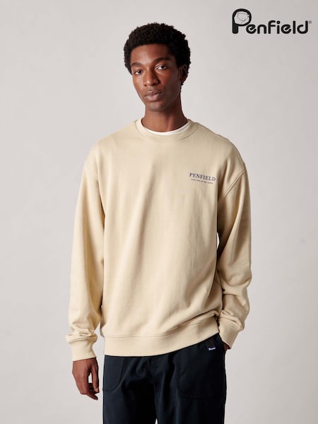 Penfield Cream Mens Circle Riverview Crew Sweatshirt (W98791) | £60