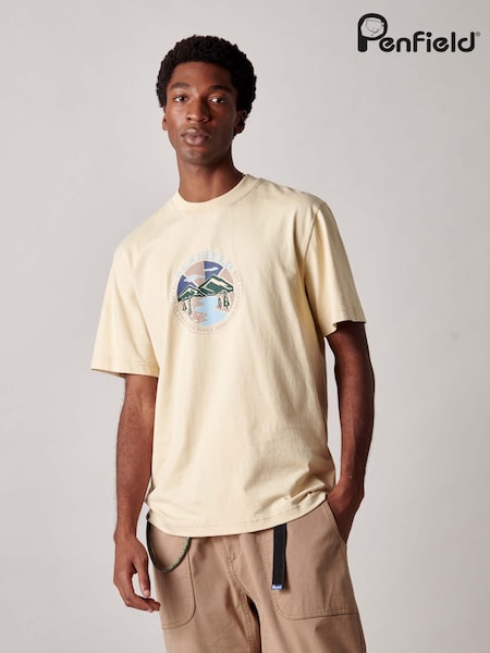 Penfield Cream Mens Riverview T-Shirt (W98795) | £35